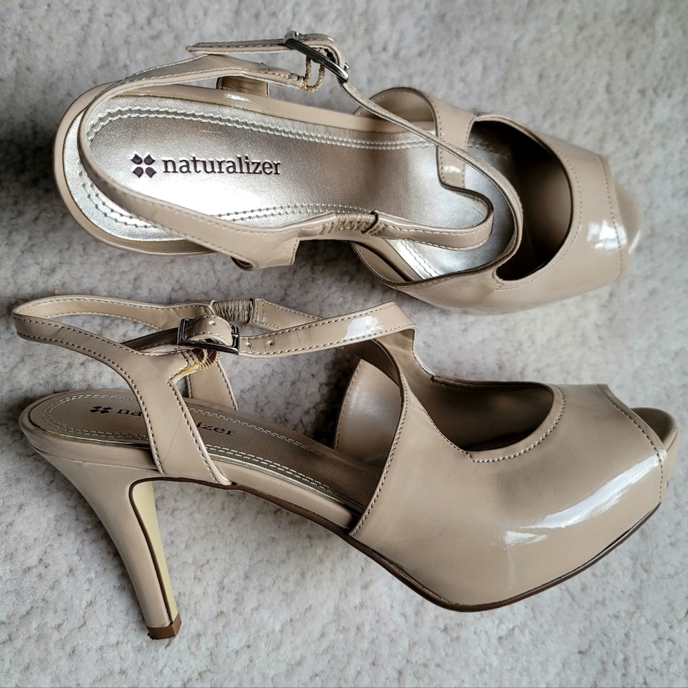 Naturalizer Women's Nude Peep-Toe Slingback Pumps Size 6.5 M